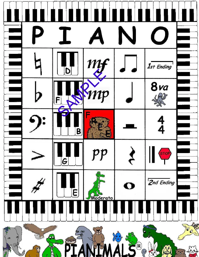 TEACHER'S VERSION OF OUR MUSIC BINGO GAME